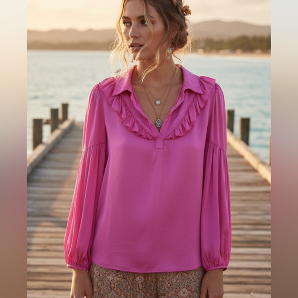NEW Anthropologie Amadi Ruffle Blouse Size XS